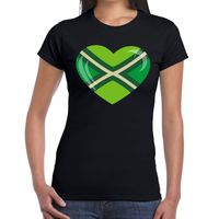 Achterhoeks t-shirt met hart bedrukking zwart voor dames 2XL  -