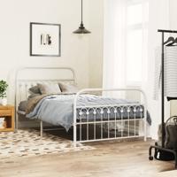 Bedframe met hoofd- en voeteneinde metaal wit 107x203 cm