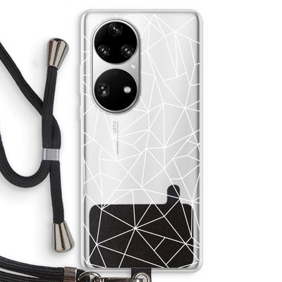 Geometrische lijnen wit: Huawei P50 Pro Transparant Hoesje met koord