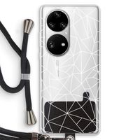 Geometrische lijnen wit: Huawei P50 Pro Transparant Hoesje met koord