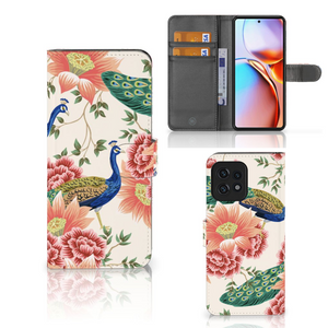 Telefoonhoesje met Pasjes voor Motorola Edge 40 Pro Pink Peacock