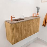 Toiletmeubel Mondiaz Joya Dlux | 91.6 cm | Meubelkleur Oak | Faye wastafel Arena Wasbak Links | 1 kraangat