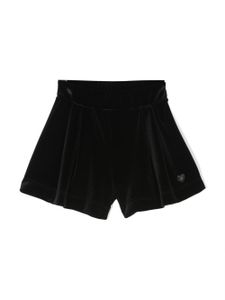 Monnalisa short en velours à plaque logo - Noir