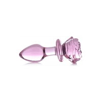 XR Brands Pink Rose - Glass Butt Plug - Medium