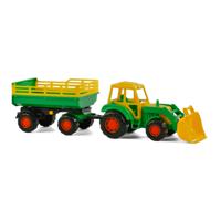 Cavallino Toys Cavallino Tractor met Voorlader en Aanhanger Groen - thumbnail