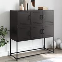 Dressoir 100,5x39x107 cm staal zwart - thumbnail