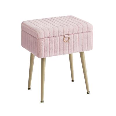 Make up kruk met opbergruimte en gewatteerde zitting, pastelroze