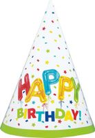 Feesthoedjes Happy Birthday Ballonprint - 8 Stuks