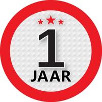 1 jaar leeftijd sticker - rond - Dia 9 cm - 1 jaar verjaardag - jubileum - leeftijd versiering