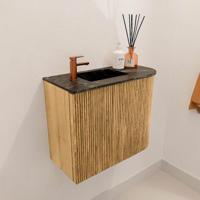 Toiletmeubel Mondiaz Joya Dlux | 51.6 cm | Meubelkleur Oak | Faye wastafel Lava Wasbak Links | 1 kraangat