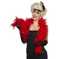 Carnaval Verkleed veren boa - 2x stuks - rood - 150 cm - carnaval accessoires - Feestartikelen