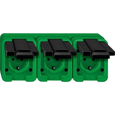 Merten 229377 Wandcontactdoos met randaarde en klapdeksel Compleet Groen 1 stuk(s)