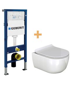Luca Varess Metro hangend toilet hoogglans wit open spoelrand met Geberit Duofix inbouwreservoir