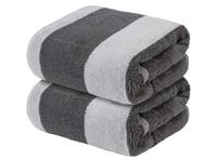 LIVARNO home 2 badstof handdoeken 50 x 100 cm (Donkergrijs/lichtgrijs)