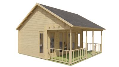 Blokhut - Tuinhuis Olaug | 44 mm | vuren honinggeel geïmpregneerd