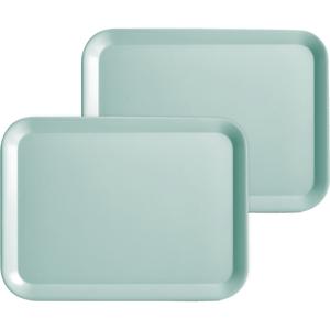 Zeller Dienblad - 2x stuks - aqua blauw - kunststof - 44 x 32 cm - rechthoekig