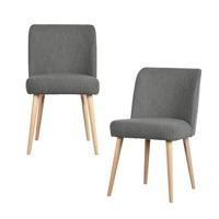 vtwonen Force Eetkamerstoelen - Bouclé - Staalgrijs - Set van 2