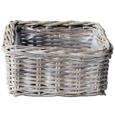 VD Leeden Plantenmand - antiek wit - 30 x 30 x 15 cm - rotan - gevlochten riet - mand - plantenbak VD Leeden Plantenmand - antiek wit - 30 x 30 x 15 cm - rotan - gevlochten riet - mand - plantenbak