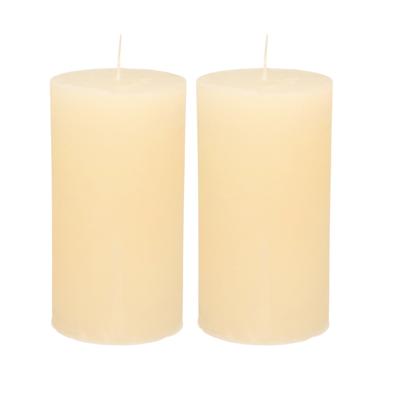 Atmosphera Stompkaars/cilinderkaars - 2x - ivoor wit - 7 x 13 cm - rustiek model