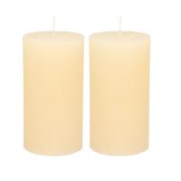Atmosphera Stompkaars/cilinderkaars - 2x - ivoor wit - 7 x 13 cm - rustiek model