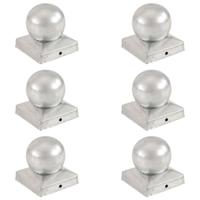 VidaXL Paalkappen 6 st bol 91x91 mm gegalvaniseerd metaal