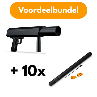 MagicFX Deejay Shotgun confettishooter + 10x Electric Confetti Cannon 80cm oranje