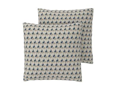 LIVARNO Set van 2 kussenslopen 50 x 60 cm (Beige/donkerblauw)