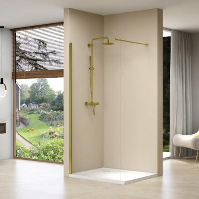 Inloopdouche Van Rijn Products Vaste Wand 140x200 cm Helder Glas Incl Stabilisatiestang en Gouden Muurprofiel van Rijn