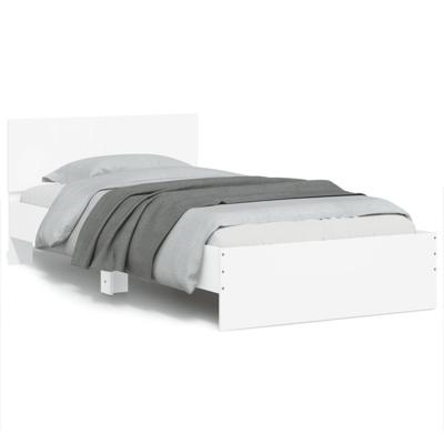 Bedframe met hoofdbord en LED-verlichting wit 100x200 cm