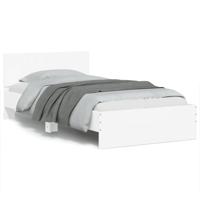 Bedframe met hoofdbord en LED-verlichting wit 100x200 cm