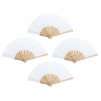 Spaanse handwaaier - 8x - wit - hout/polyester - 42 x 23 cm
