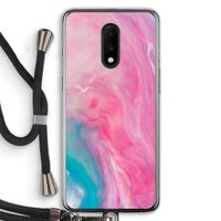 Roze explosie: OnePlus 7 Transparant Hoesje met koord
