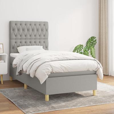 Boxspring met matras stof lichtgrijs 90x190 cm