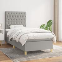 Boxspring met matras stof lichtgrijs 90x190 cm