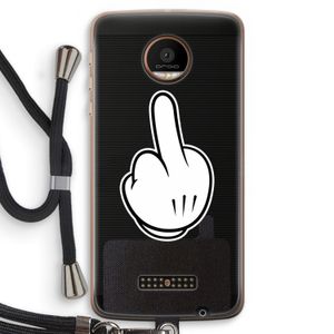 Middle finger white: Motorola Moto Z Force Transparant Hoesje met koord