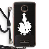 Middle finger white: Motorola Moto Z Force Transparant Hoesje met koord