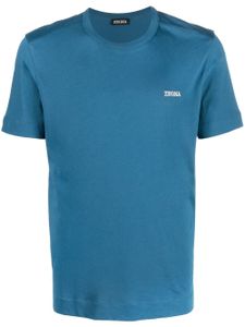 Zegna t-shirt en coton à détail de logo - Bleu