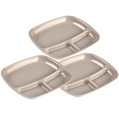 Plasticforte Camping bord 3 vaks - Set van 6x stuks - kunststof - beige - 21 x 24 cm