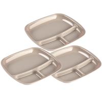 Plasticforte Camping bord 3 vaks - Set van 6x stuks - kunststof - beige - 21 x 24 cm