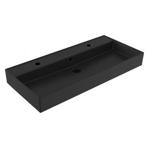 Wastafel Sanilux Edge Keramiek 100 2 Kraangaten Mat Zwart