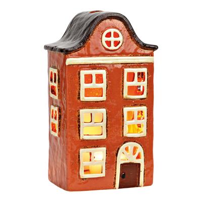 Lichthuis van aardewerk, rood (B/H/D) 13x22x9cm