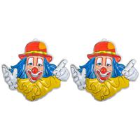 Carnaval/party decoratie bord - 2x - Clown hoofd - wand/muur versiering - 50 x 50 cm - plastic