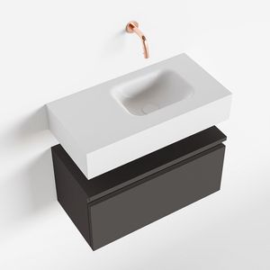 Toiletmeubel Mondiaz Andor | 60 cm | Meubelkleur Dark grey | Lex vrijhangend wastafel Talc Rechts | Zonder kraangat