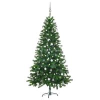 Kunstkerstboom met verlichting en kerstballen 180 cm groen