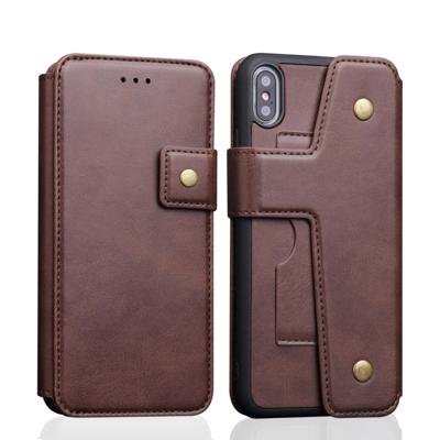 Koeienhuid textuur magnetische absorptie afneembare horizontale Flip lederen case voor iPhone XS Max met houder & kaartsleuven & portemonnee (koffie)