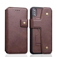 Koeienhuid textuur magnetische absorptie afneembare horizontale Flip lederen case voor iPhone XS Max met houder & kaartsleuven & portemonnee (koffie)