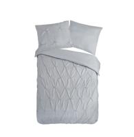 Pure Dekbedovertrek "luxe stiksel plooien" - Zilver - (140x200/220 cm) - Microfiber