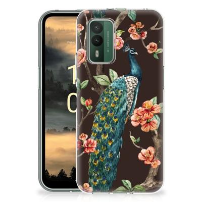 Nokia XR21 | TPU Hoesje | Pauw met Bloemen Nokia XR21 | TPU Hoesje | Pauw met Bloemen