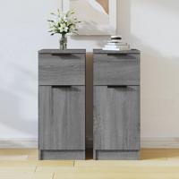 Dressoirs 2 st 30x30x70 cm bewerkt hout grijs sonoma eikenkleur