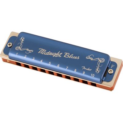 Fender Midnight Blues Harmonica F mondharmonica met opbergdoosje
